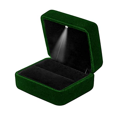 GBYAN Ring Box with LED Light Velvet Emerald Jewelry Box - Image 1