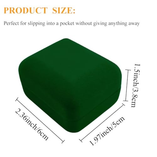 GBYAN Ring Box with LED Light Velvet Emerald Jewelry Box - Image 3