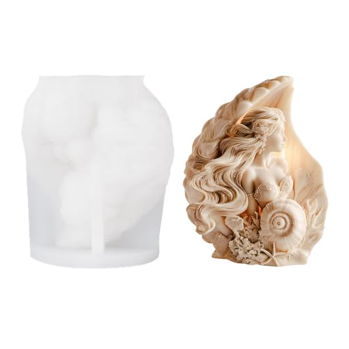 PEVOGON Candle Mold for Candle Making 3D Silicone Mold for Resin Casting DIY Plaster Polymer Clay Home Decoration Ocean Fairy - Image 1