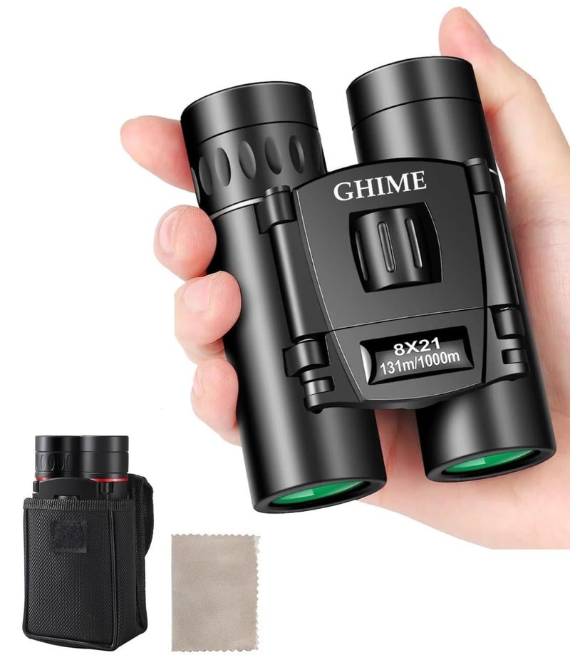 GHIME Binoculars for Long Distance 8x21 Compact Binocular Small Clear View, Easy Focus Lightweight Portable Binoculars for Bird Watching, Travel, Concert (8x21) - Image 1