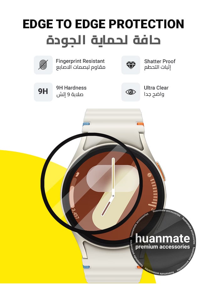 huanmate - 2 Pieces Samsung Galaxy Watch 7 40mm Premium Screen Protector- Crisp Clarity, Ultimate Safety, Shield Against Smudges, Reliable Quality, Easy Installation & Removal - Image 1