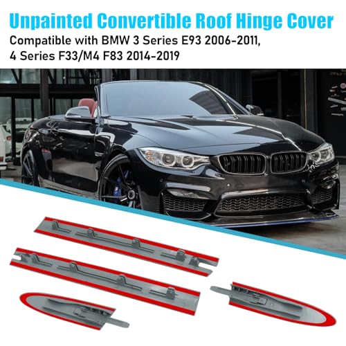 Jaronx Compatible with BMW Convertible Roof Hinge Cover 3' E93 2006-2011,4' F33/M4 F83 2014-2019,4PCS Left and Right Top Roof Molding Trim Cover for BMW 54377184037 54377184038 54377184047 54377184048 - Image 3
