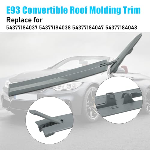 Jaronx Compatible with BMW Convertible Roof Hinge Cover 3' E93 2006-2011,4' F33/M4 F83 2014-2019,4PCS Left and Right Top Roof Molding Trim Cover for BMW 54377184037 54377184038 54377184047 54377184048 - Image 4