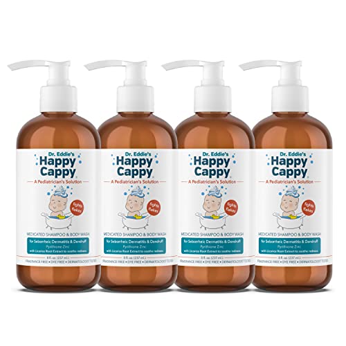 Happy Cappy Medicated Shampoo and Body Wash- Baby Dandruff Shampoo, Helps Cradle Cap and Seborrheic Dermatitis, Reduces Redness, Dermatologist Tested, Fragrance-Free- 8 Fl Oz (Pack of 4) - Image 1