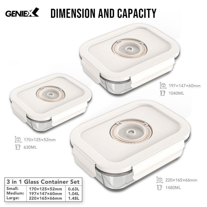 GENIEX Glass Vacuum Seal Containers for Food Storage (Sealer sold separately) - Image 4