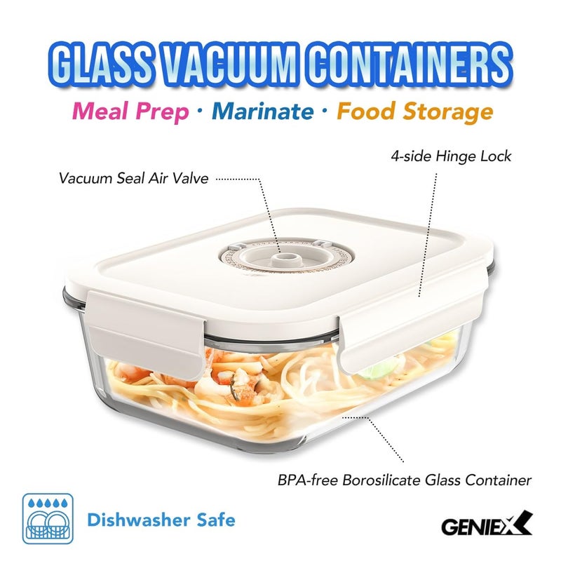 GENIEX Glass Vacuum Seal Containers for Food Storage (Sealer sold separately) - Image 2