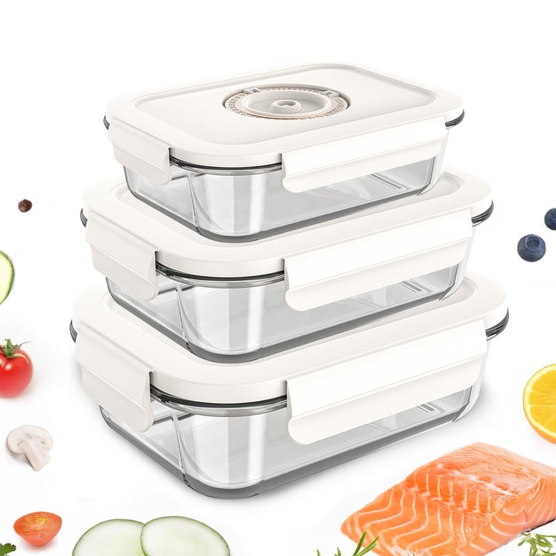 GENIEX Glass Vacuum Seal Containers for Food Storage (Sealer sold separately) - Image 1