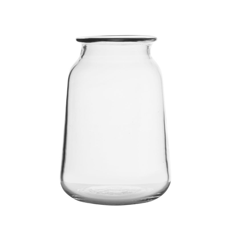 Elements Glass Milk Bottle Vase  for Use with Dried or Faux Flowers and Greenery  4.2x4.2x4.72 Inch  Clear - Image 1