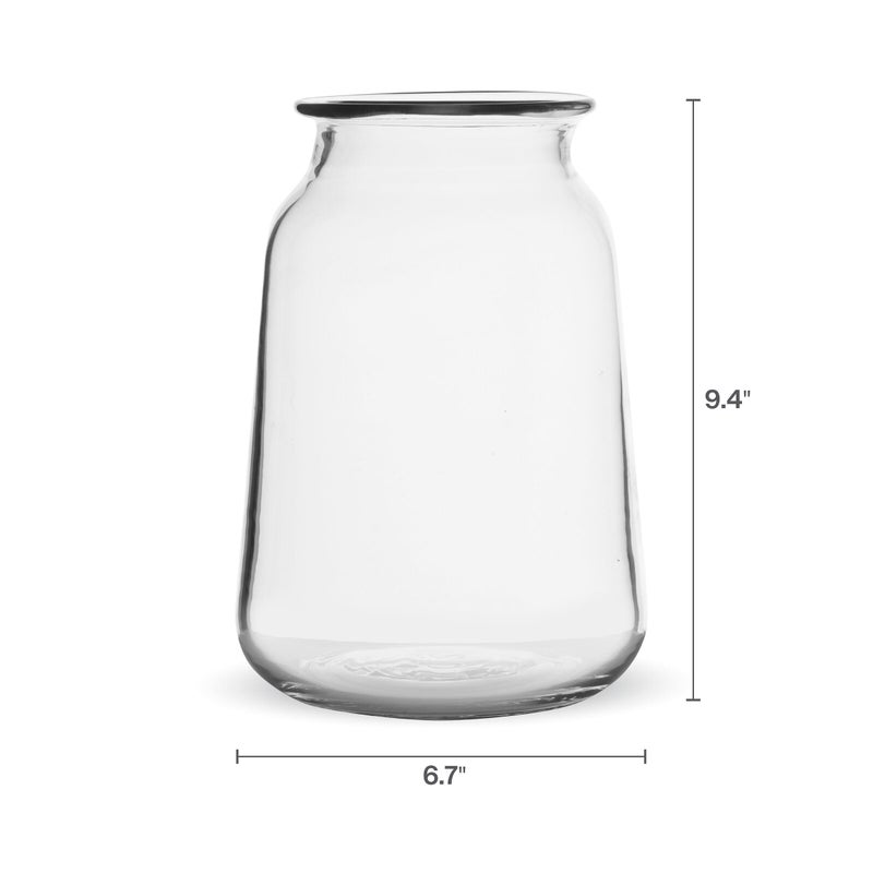 Elements Glass Milk Bottle Vase  for Use with Dried or Faux Flowers and Greenery  4.2x4.2x4.72 Inch  Clear - Image 2
