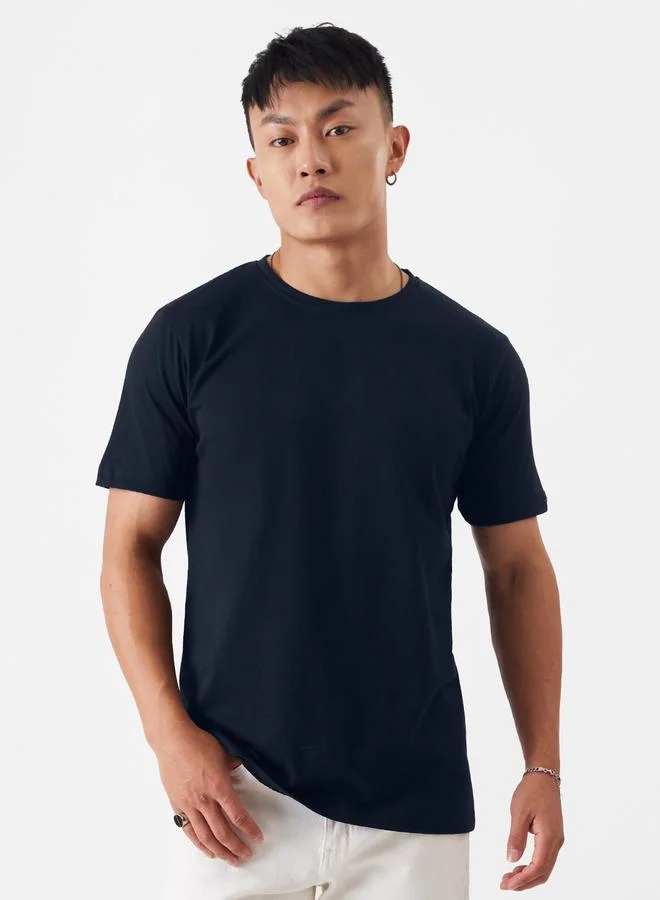 The Souled Store Mens Core Navy Blue Cotton Round Neck T-Shirt