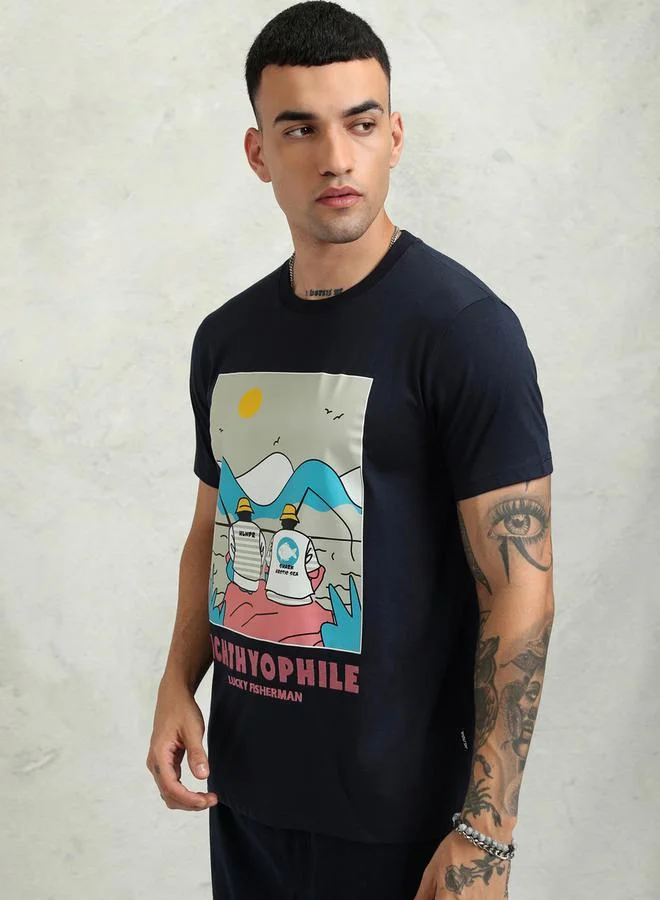 HIGHLANDER HIGHLANDER Graphic Print Regular Fit Round Neck T-Shirt