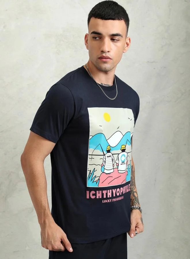 HIGHLANDER HIGHLANDER Graphic Print Regular Fit Round Neck T-Shirt