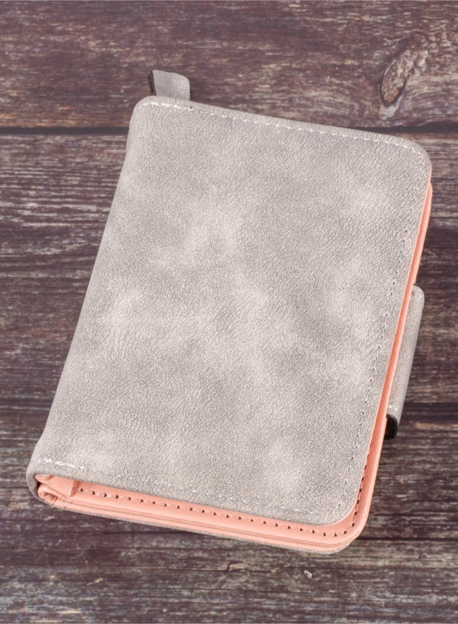 The Black Pearl Accessories Chamoiseather Leather Flip Wallet & Card Holder with 6 Pockets and Zipped Pocket Gray  - Image 2