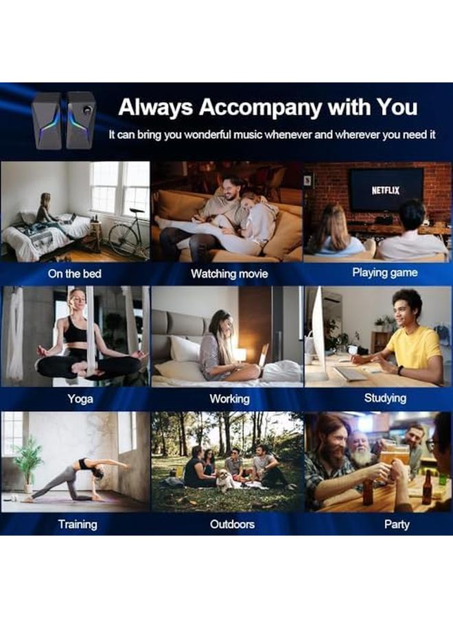 إكسفور سماعات كمبيوتر ومكبرات صوت لألعاب الكمبيوتر الشخصي مع تحسين الجهير والتحكم في مستوى الصوت ومكبرات صوت ستيريو 2.0 تعمل بمنفذ USB 3.5 مم ومكبرات صوت متعددة الوسائط لأجهزة الكمبيوتر المحمولة وأجهزة الكمبيوتر المكتبية والأجهزة اللوحية والهواتف - Image 3