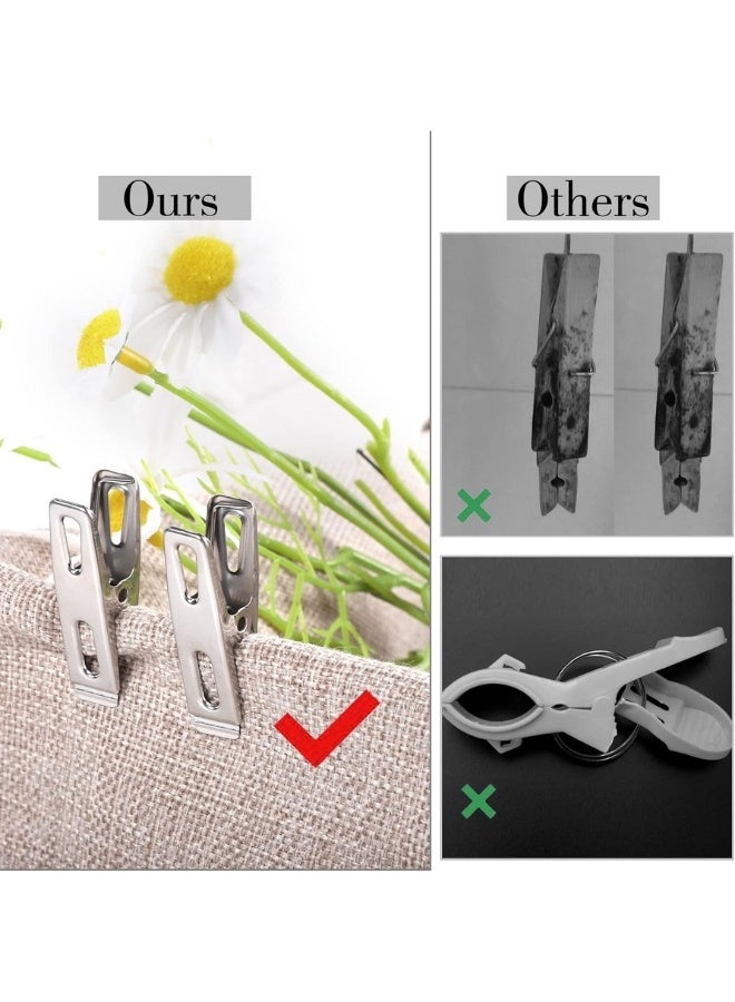 Pack of 20 Stainless Steel Clothes Pegs, 4 cm Metal Clothes Pegs, Stainless Steel Clothes Pegs Clips for Clothes Food Socks - Silver  - Image 3