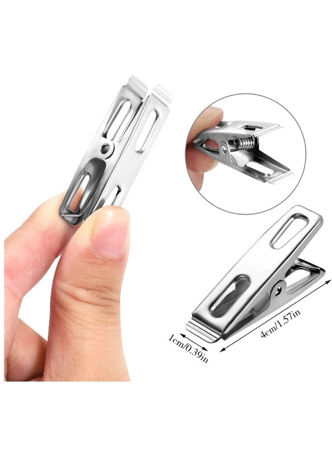 Pack of 20 Stainless Steel Clothes Pegs, 4 cm Metal Clothes Pegs, Stainless Steel Clothes Pegs Clips for Clothes Food Socks - Silver  - Image 2