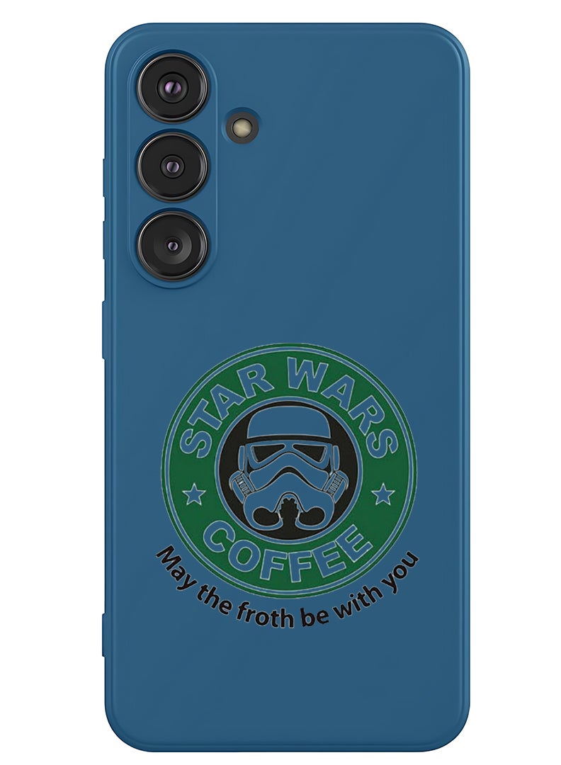 Theodor Protective Slim Fit Case Liquid Silicone Cover with Full Body Protection Anti-Scratch Shockproof Case For Samsung Galaxy S25 Plus (Blue) - StarWars Coffee - Image 1