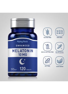 Piping Rock Piping Rock Melatonin with L-Theanine | 120 Tablets | Melatonin 10mg | Adult Sleep Supplement | Extra Strength Complex Formula | Vegetarian, Non-GMO, Gluten Free  - Image 3