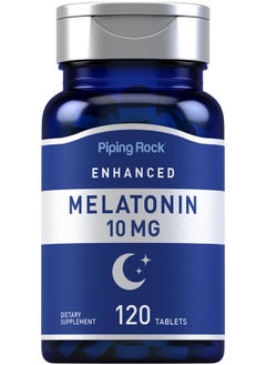 Piping Rock Piping Rock Melatonin with L-Theanine | 120 Tablets | Melatonin 10mg | Adult Sleep Supplement | Extra Strength Complex Formula | Vegetarian, Non-GMO, Gluten Free  - Image 1