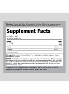 Piping Rock Piping Rock Melatonin with L-Theanine | 120 Tablets | Melatonin 10mg | Adult Sleep Supplement | Extra Strength Complex Formula | Vegetarian, Non-GMO, Gluten Free  - Image 2