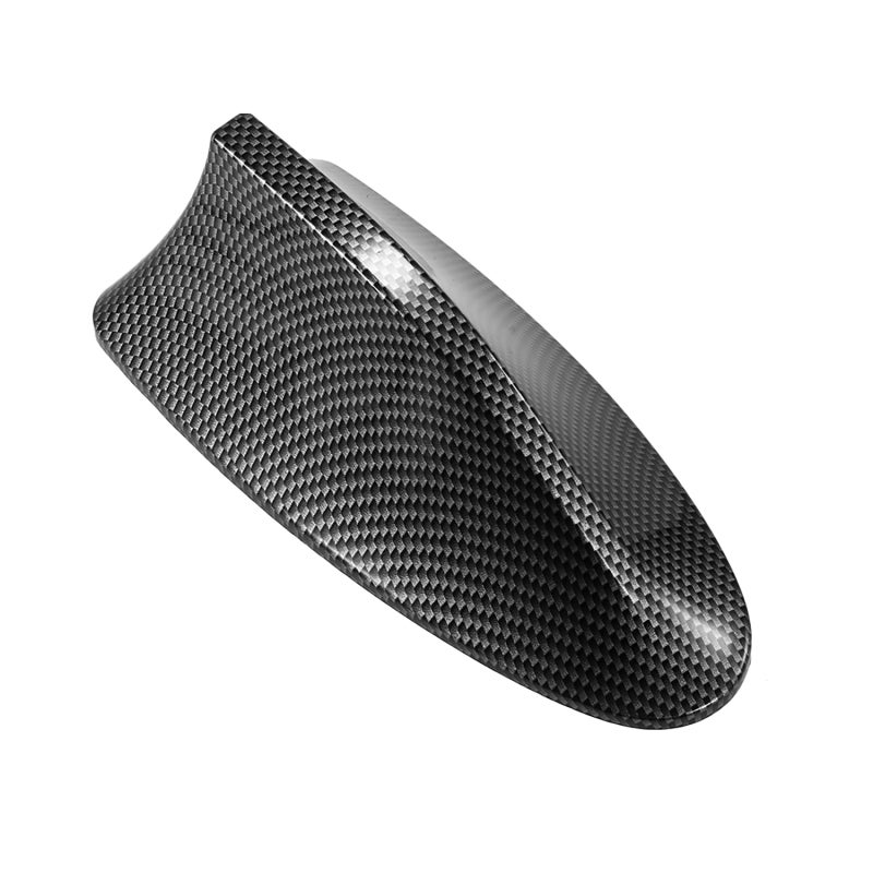 Car Antenna Shark Fin Cover: 1 Black Carbon Fiber Coated Streamlined Fin - Stable Signal Amplification Easy No-Drill Adhesive Mounting for All Vehicles - Image 1