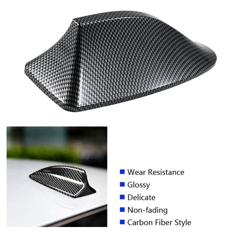 Car Antenna Shark Fin Cover: 1 Black Carbon Fiber Coated Streamlined Fin - Stable Signal Amplification Easy No-Drill Adhesive Mounting for All Vehicles - Image 3