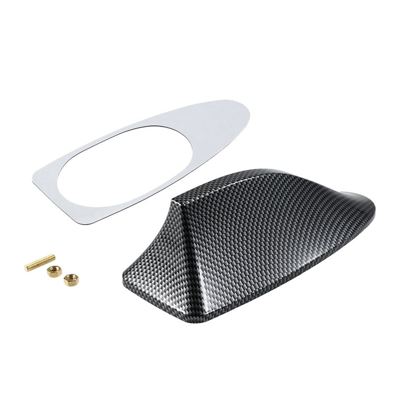 Car Antenna Shark Fin Cover: 1 Black Carbon Fiber Coated Streamlined Fin - Stable Signal Amplification Easy No-Drill Adhesive Mounting for All Vehicles - Image 4