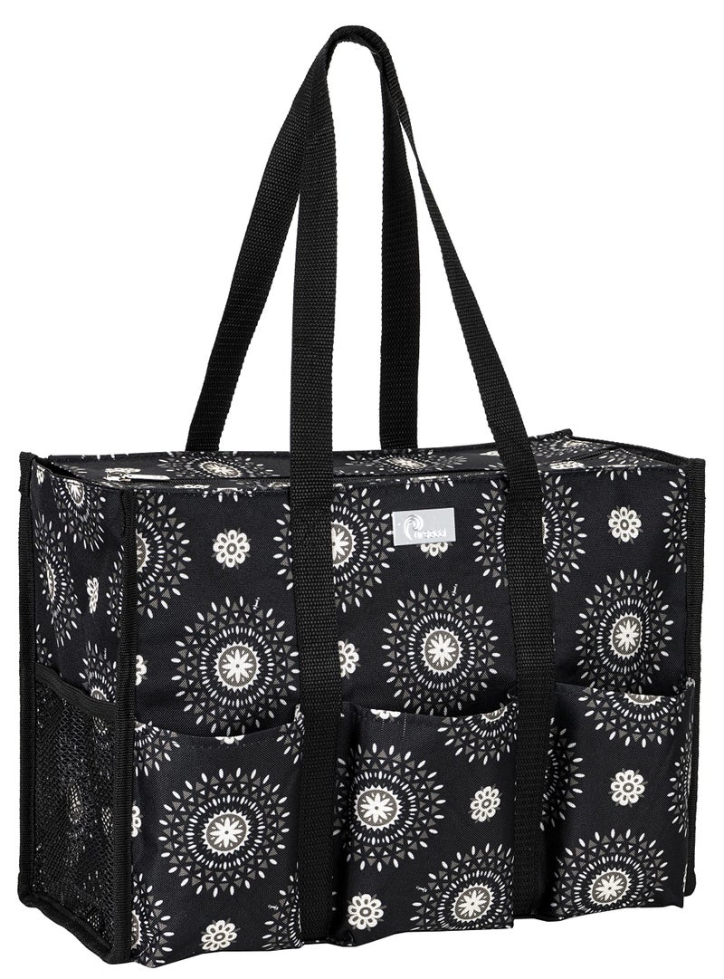 Pursetti Utility Tote with Pockets & Compartments-Perfect Nurse Tote Bag, Teacher Bag, Work Bags for Women & Craft Tote (Cool Mandala) - Image 1