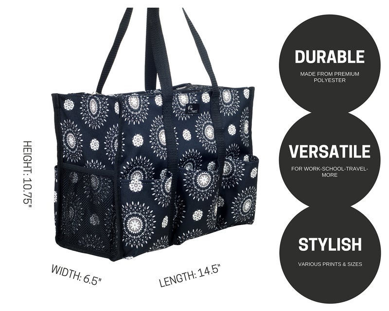 Pursetti Utility Tote with Pockets & Compartments-Perfect Nurse Tote Bag, Teacher Bag, Work Bags for Women & Craft Tote (Cool Mandala) - Image 2