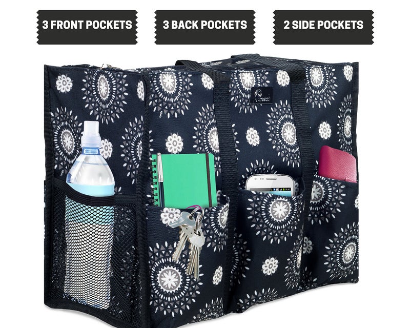 Pursetti Utility Tote with Pockets & Compartments-Perfect Nurse Tote Bag, Teacher Bag, Work Bags for Women & Craft Tote (Cool Mandala) - Image 3