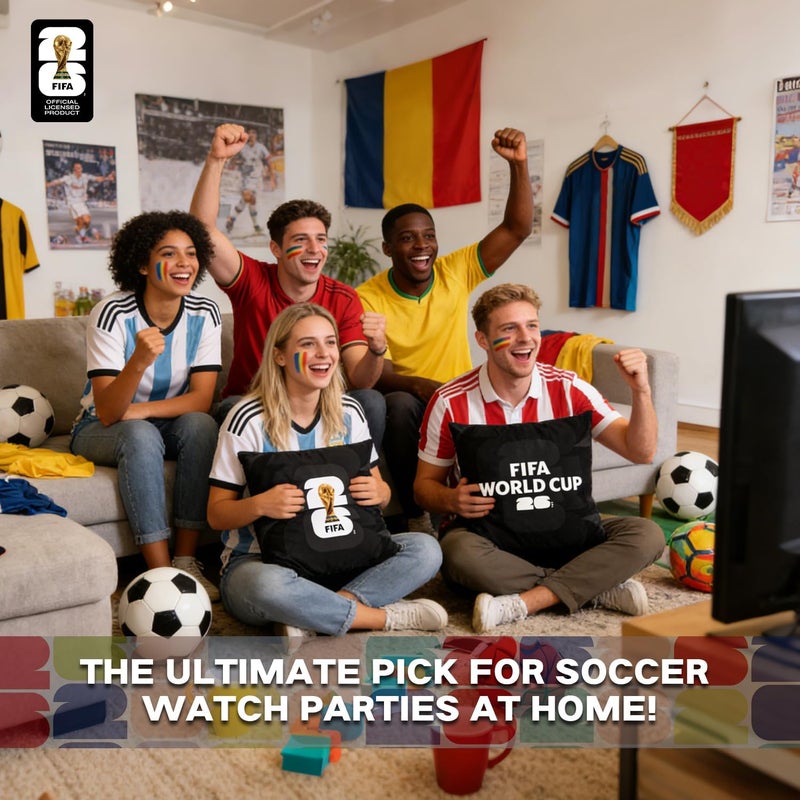 MESUCA FIFA World Cup Plush Cushion Pillow, 15.7x15.7 Inch, Soccer Room Decor (FIFA-Black) - Image 4