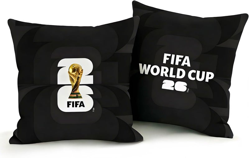 MESUCA FIFA World Cup Plush Cushion Pillow, 15.7x15.7 Inch, Soccer Room Decor (FIFA-Black) - Image 1