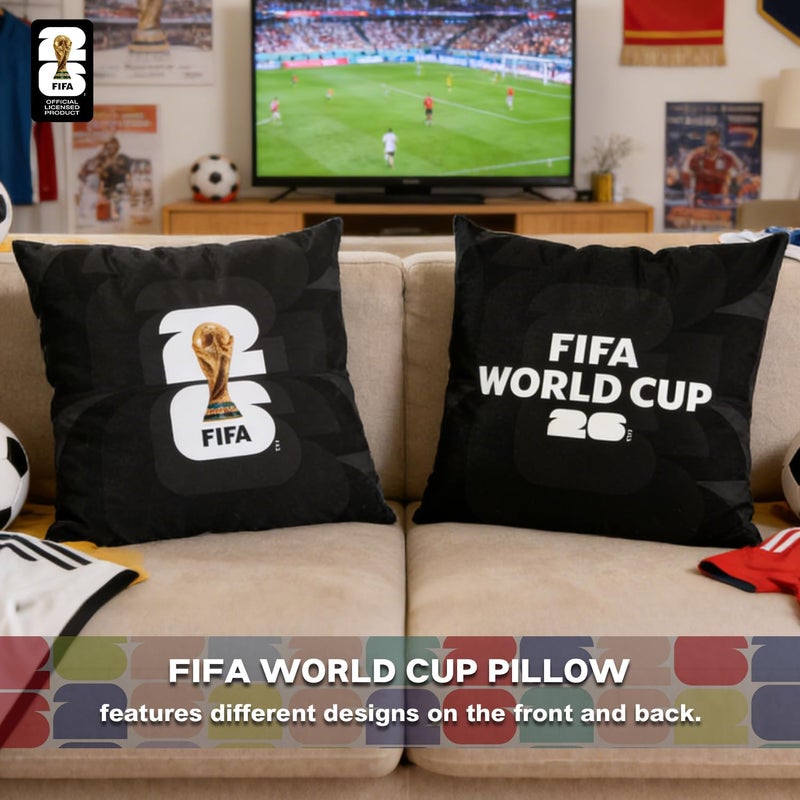 MESUCA FIFA World Cup Plush Cushion Pillow, 15.7x15.7 Inch, Soccer Room Decor (FIFA-Black) - Image 2