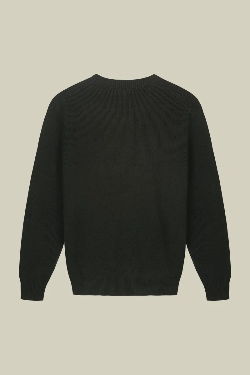 Doppelganger Men's ribbed knit crew neck jumper - Forest Green