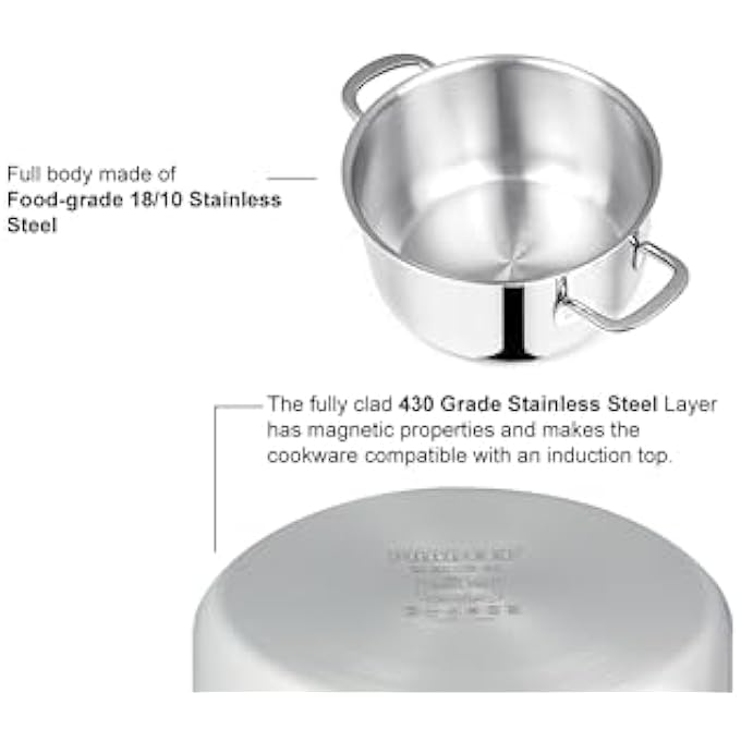 براديب 1810304 قدر طهي من الفولاذ المقاوم للصدأ بدرجة الطعام بغطاء بتصميم Ss سعة 91 لترًا - Image 4