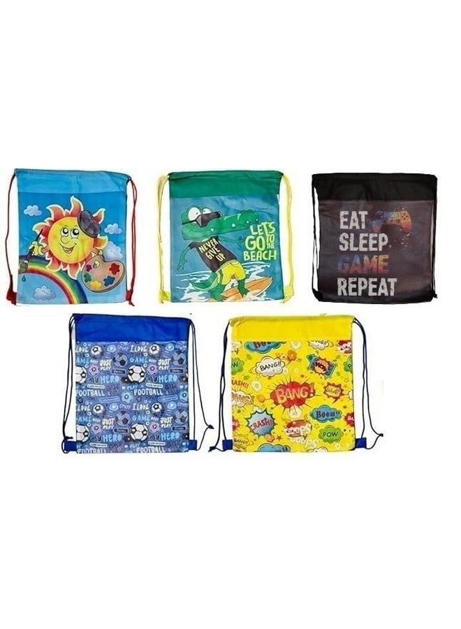 Demoda Drawstring Sack Bag Set of 12 - Birthday Return Gifts for Kids - Adorable Dori Sack Bags for Boys (Set of 12) Mix Designs - Image 1