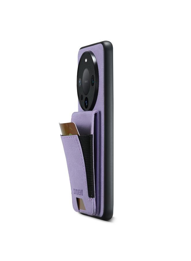 Suteni Case For Huawei Mate 60 Pro H03 Litchi Leather Card Bag Stand Back Phone Case - Image 4