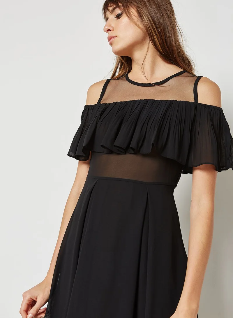 ELLA Ruffle Cold Shoulder Dress