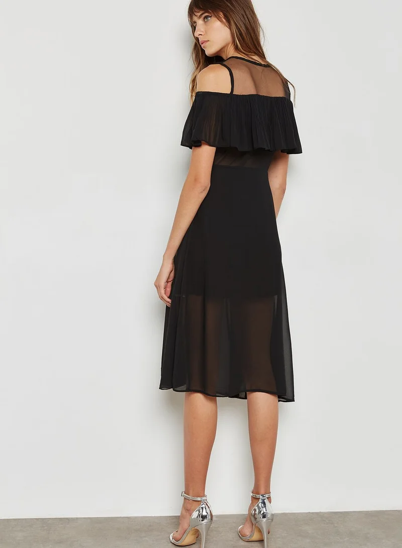 ELLA Ruffle Cold Shoulder Dress