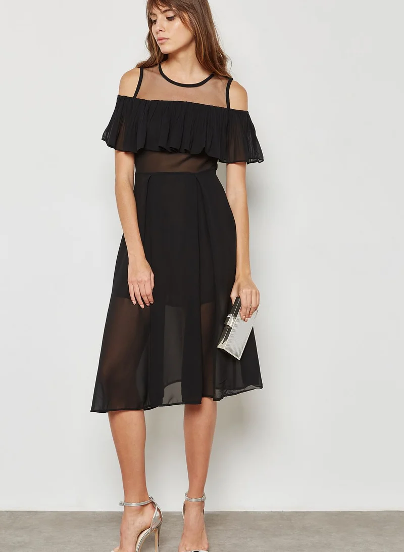 ELLA Ruffle Cold Shoulder Dress