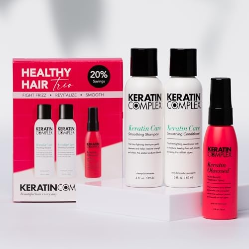 KERATIN COMPLEX مجموعة كيراتين كومبلكس - ثلاثي الشعر الصحي - شامبو وبلسم كيراتين، 3.4 أونصة سائلة وسبراي علاج متعدد الفوائد كيراتين أوبسست، 1.7 أونصة سائلة - Image 2