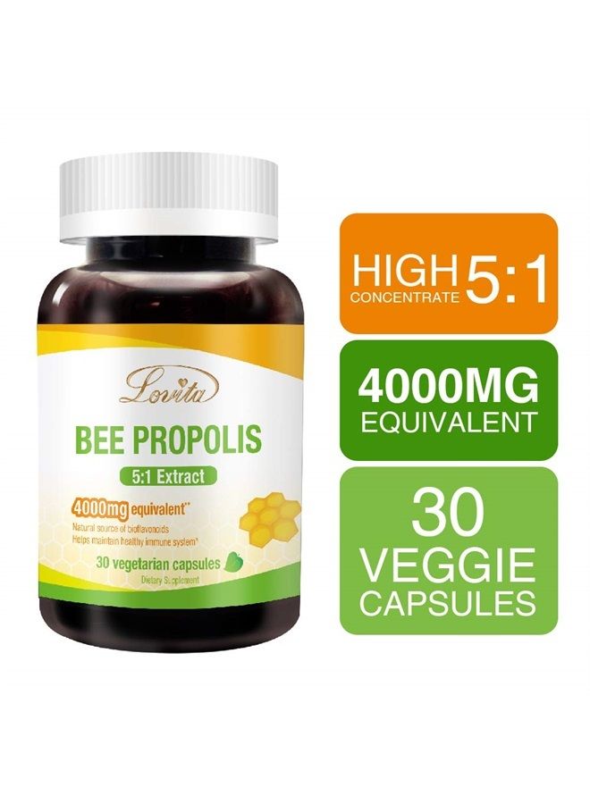 Lovita Bee Propolis Capsule 4000mg Equivalent, Immune Support, 5:1 Concentrate, Natural Propolis Extract, 30 Vegetarian Capsules (Pack of 3) - Image 2