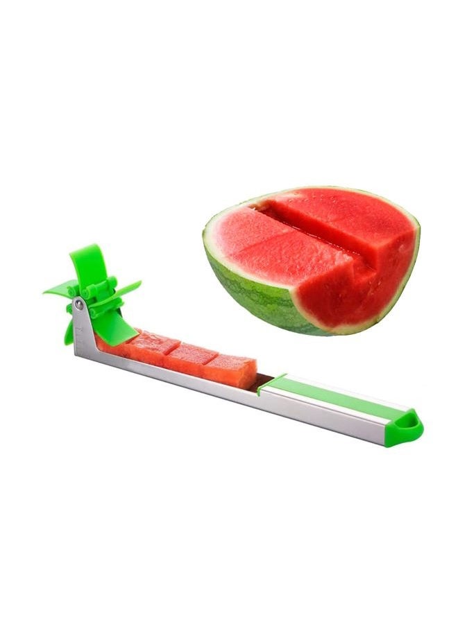 YIDADA Watermelon Windmill Cutter Slicer, Stainless Steel Shape Fruit Tools Quickly Cut Tool Kitchen Gadgets with Melon Scoop - Image 1
