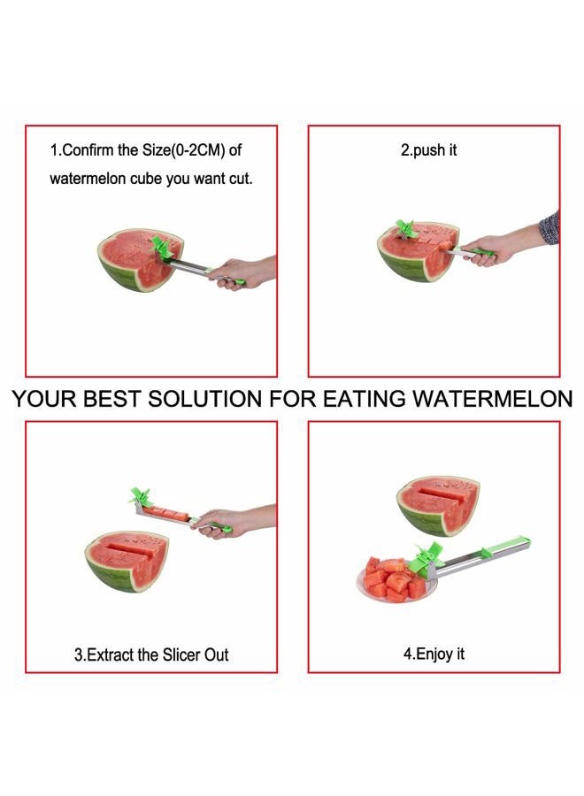 YIDADA Watermelon Windmill Cutter Slicer, Stainless Steel Shape Fruit Tools Quickly Cut Tool Kitchen Gadgets with Melon Scoop - Image 4