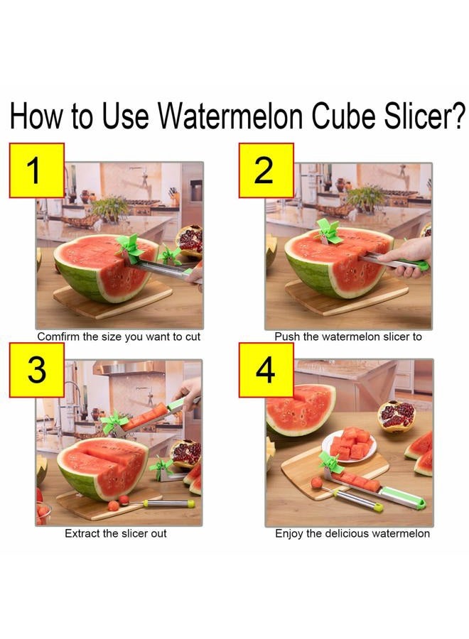 YIDADA Watermelon Windmill Cutter Slicer, Stainless Steel Shape Fruit Tools Quickly Cut Tool Kitchen Gadgets with Melon Scoop - Image 3