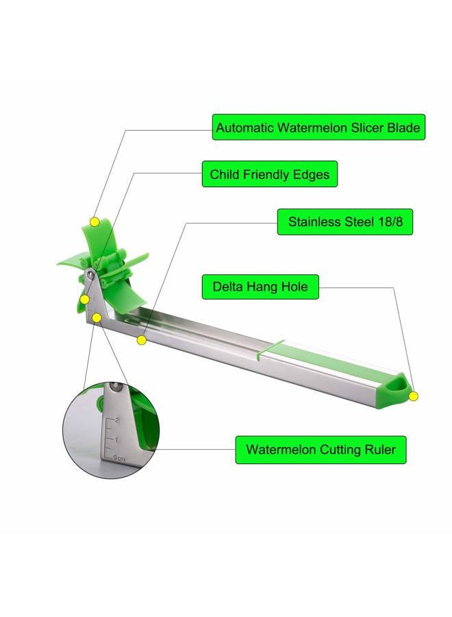YIDADA Watermelon Windmill Cutter Slicer, Stainless Steel Shape Fruit Tools Quickly Cut Tool Kitchen Gadgets with Melon Scoop - Image 2
