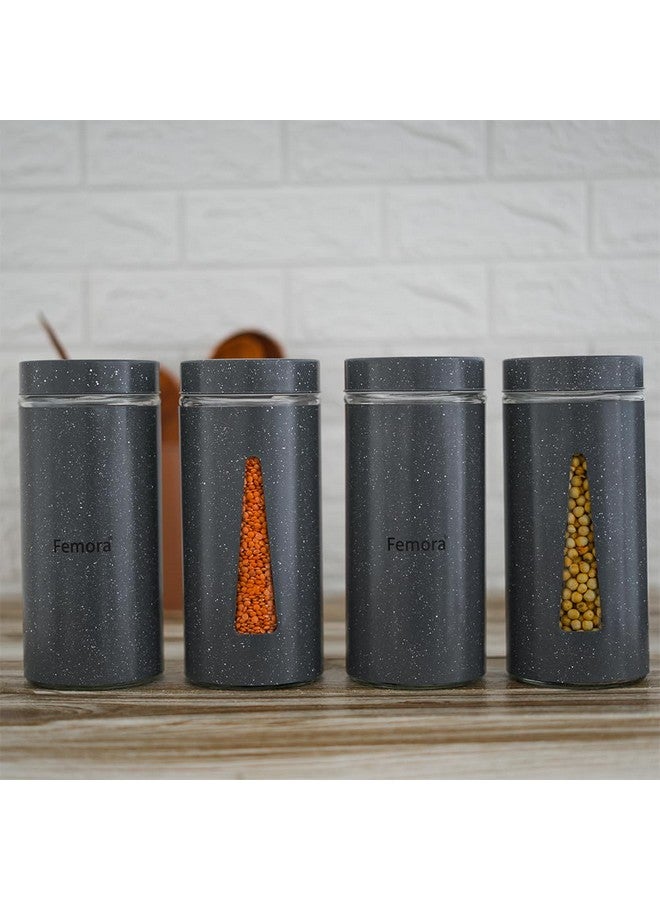 Femora Kitchen Storage Jars Carbon Steel Body With See Through Window Jar, 1300 ML, Pack of 4 - Image 2