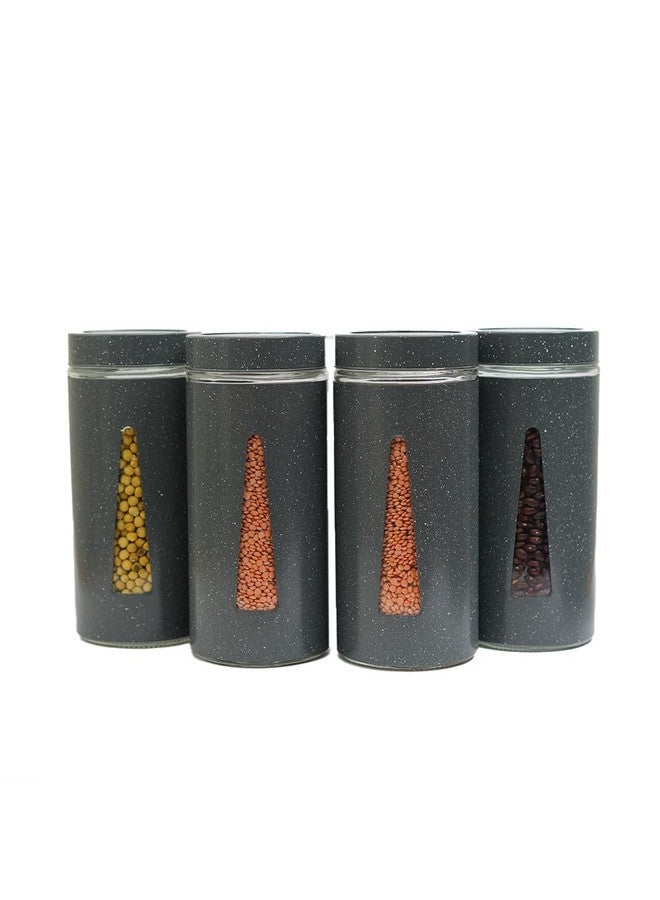 Femora Kitchen Storage Jars Carbon Steel Body With See Through Window Jar, 1300 ML, Pack of 4 - Image 1