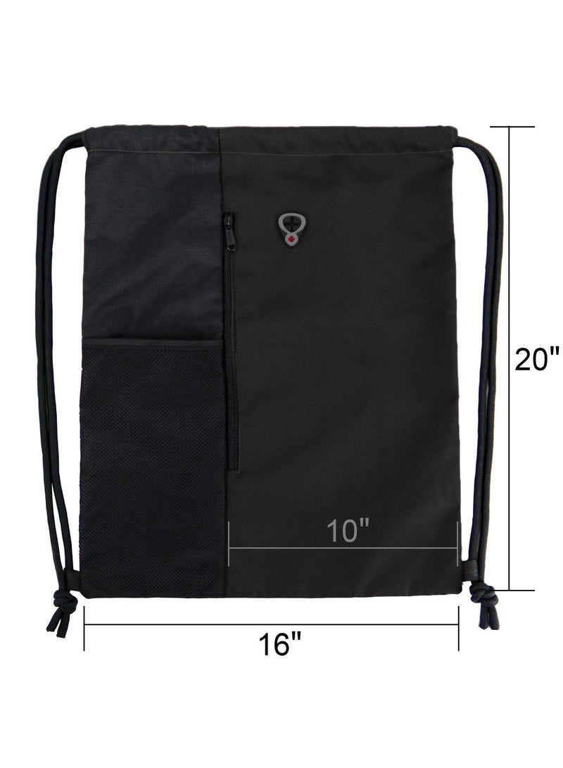 Drawstring Sackpack Bag, Gymsack Bag with Pocket Gym Sports Bag Outdoor Exercise Running Swimming Backpack Unisex - Image 2