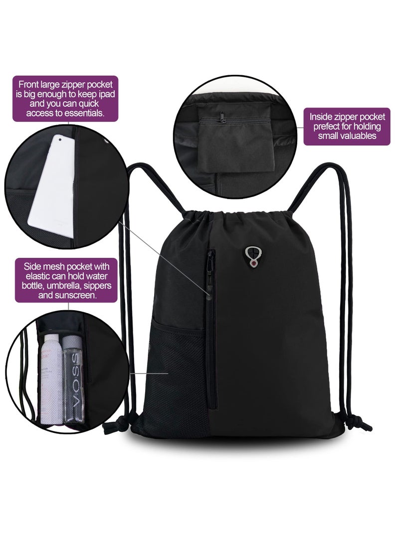 Drawstring Sackpack Bag, Gymsack Bag with Pocket Gym Sports Bag Outdoor Exercise Running Swimming Backpack Unisex - Image 4